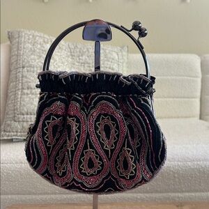 Vintage Embroidered Black and Red Women's Bag